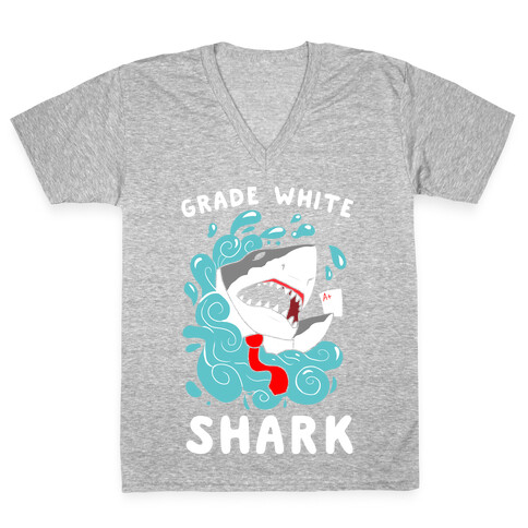 Grade White Shark V-Neck Tee Shirt