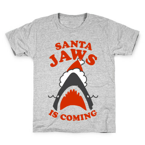 Santa Jaws Is Coming Kids T-Shirt