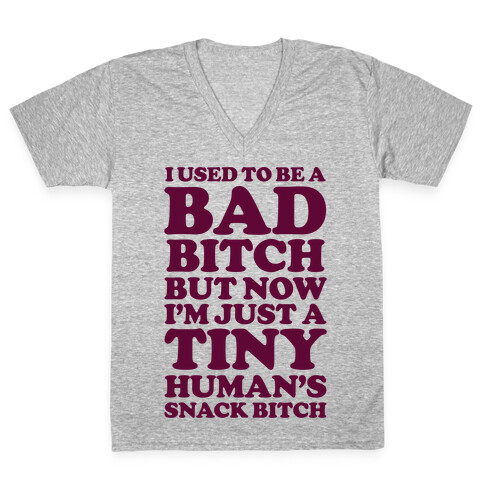 I Used To Be a Bad Bitch Snack Bitch V-Neck Tee Shirt