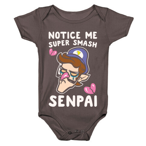 Notice Me Super Smash Senpai Parody White Print Baby One-Piece