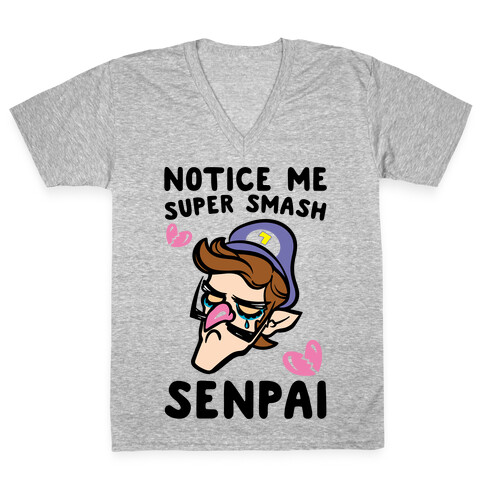 Notice Me Super Smash Senpai Parody V-Neck Tee Shirt