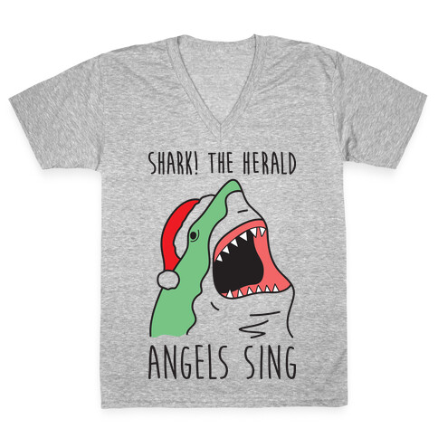 Shark! The Herald Angels Sing V-Neck Tee Shirt