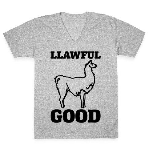 Llawful Good Llama Parody V-Neck Tee Shirt