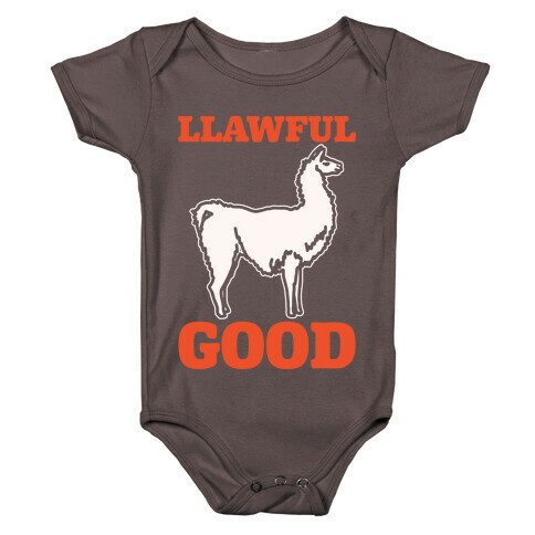 Llawful Good Llama Parody White Print Baby One-Piece