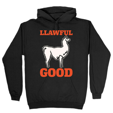 Llawful Good Llama Parody White Print Hooded Sweatshirt