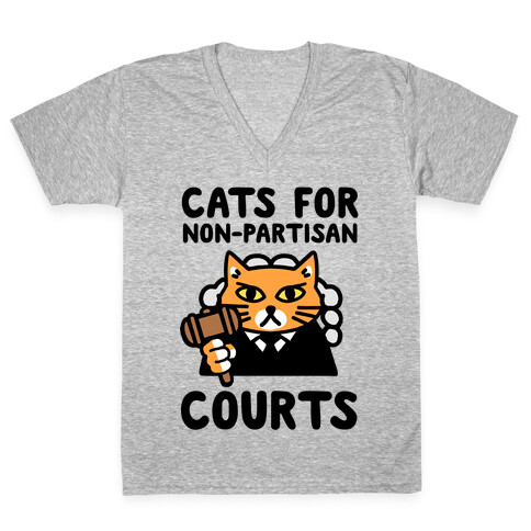 Cats for Non-Partisan Courts V-Neck Tee Shirt