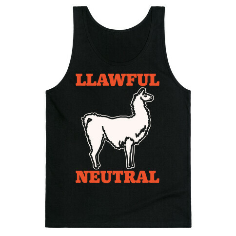 Llawful Neutral Llama Parody White Print Tank Top