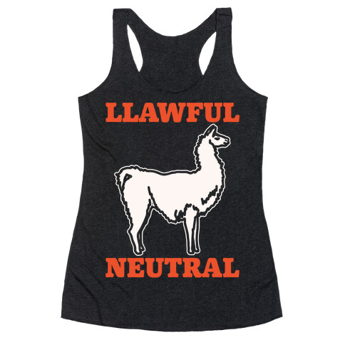 Llawful Neutral Llama Parody White Print Racerback Tank Top