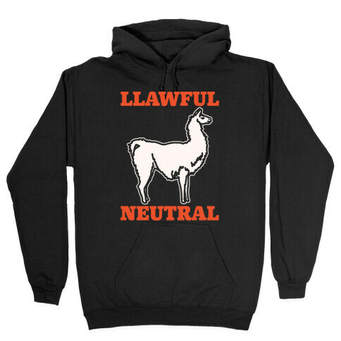 Llawful Neutral Llama Parody White Print Hooded Sweatshirt