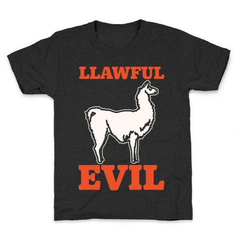 Llawful Evil Llama Parody White Print Kids T-Shirt