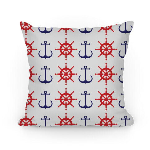 Anchor And Ship Wheel Pattern Pillow