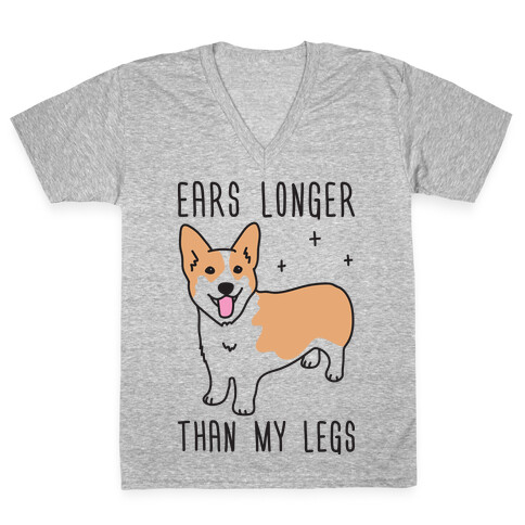 Ears Longer Than My Legs Corgi V-Neck Tee Shirt