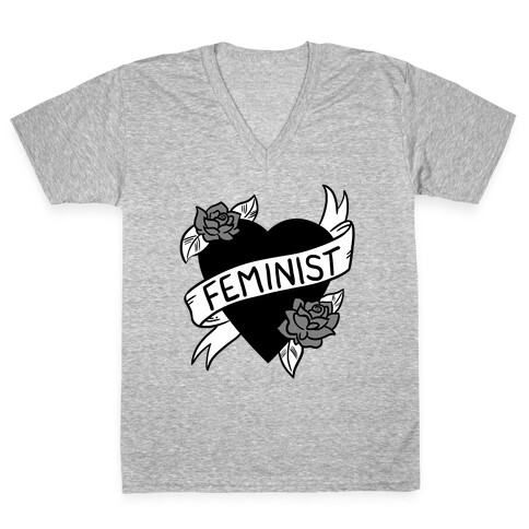 Feminist Heart V-Neck Tee Shirt