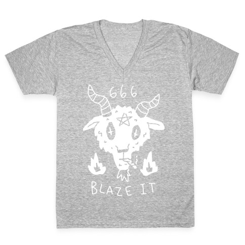 666 Blaze It Satan V-Neck Tee Shirt