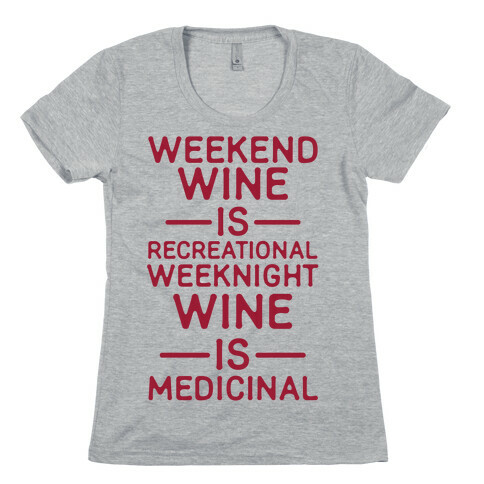 Weekend Wine is Recreational Weeknight Wine is Medicinal Womens T-Shirt
