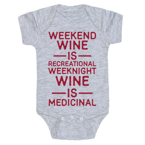 Weekend Wine is Recreational Weeknight Wine is Medicinal Baby One-Piece