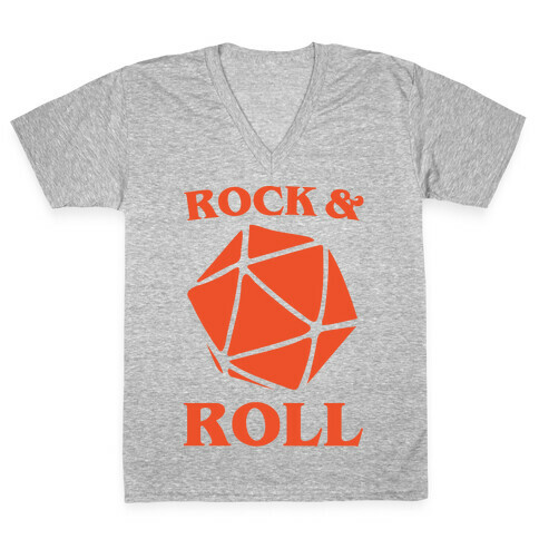 Rock and Roll D & D Parody White Print V-Neck Tee Shirt