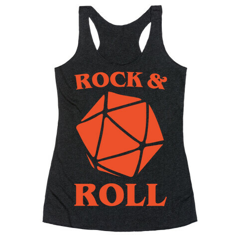 Rock and Roll D & D Parody White Print Racerback Tank Top