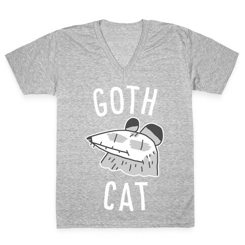 Goth Cat V-Neck Tee Shirt