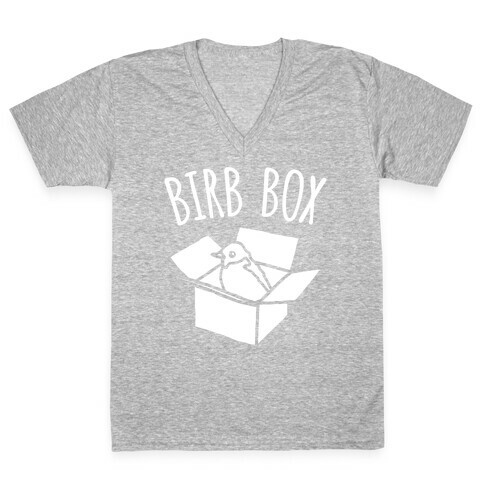 Birb Box Parody White Print V-Neck Tee Shirt