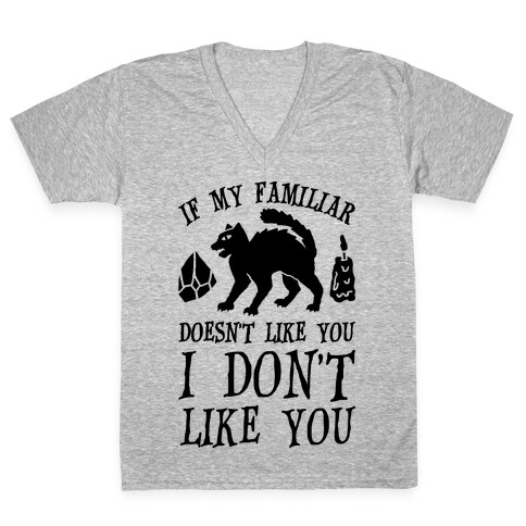 If My Familiar Doesn't Like You I Don't Like You Cat V-Neck Tee Shirt