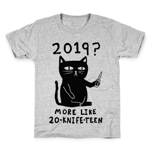 2019 More Like 20-Knife-Teen Cat Kids T-Shirt