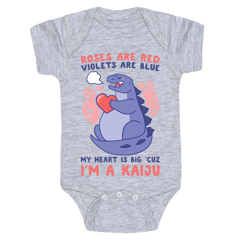 Roses are Red, Violets are Blue, My Heart is Big 'cuz I'm a Kaiju Baby One-Piece