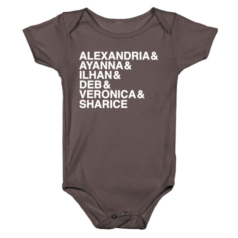 Alexandria & Ayanna & Ilhan & Deb & Veronia & Sharice White Print Baby One-Piece