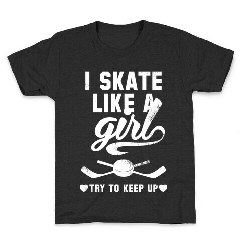 Yeah I Skate Like A Girl (White Ink) Kids T-Shirt