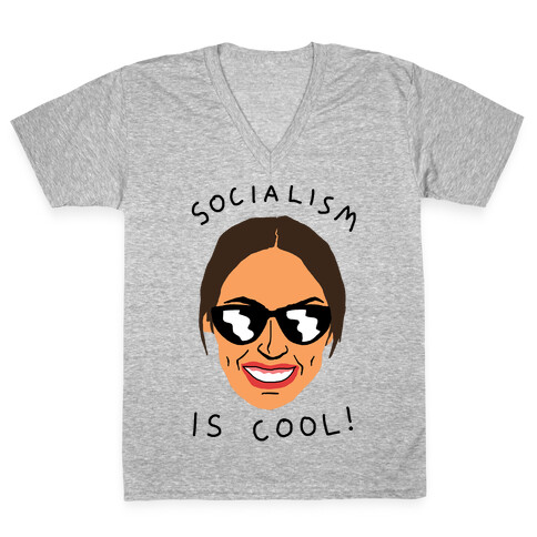 Socialism Is Cool Alexandria Ocasio-Cortez V-Neck Tee Shirt