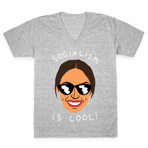 Socialism Is Cool Alexandria Ocasio-Cortez V-Neck Tee Shirt