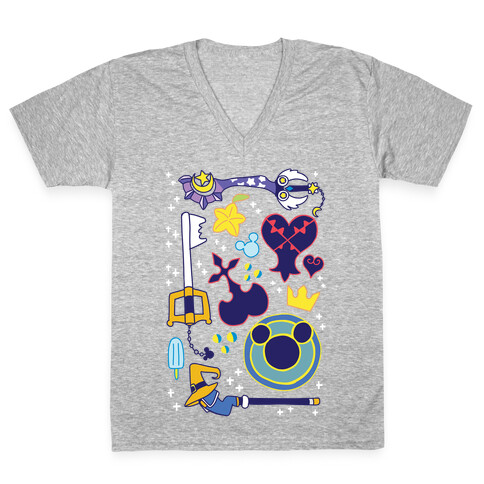 Kingdom Hearts pattern V-Neck Tee Shirt