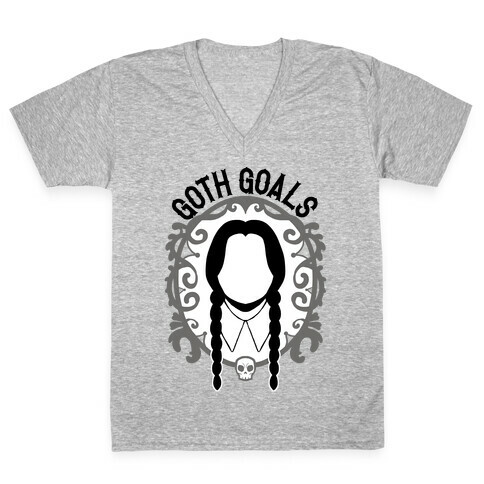 Wednesday Addams Goth Goals V-Neck Tee Shirt