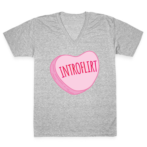 Introflirt Introverted Flirt Conversation Heart Parody V-Neck Tee Shirt