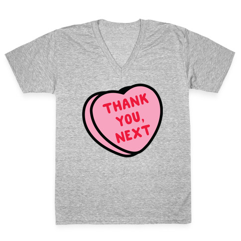 Thank You Next Pink Candy Heart V-Neck Tee Shirt