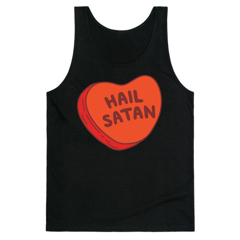 Hail Satan Conversation Heart Valentine's Parody White Print Tank Top
