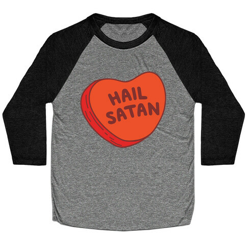 Hail Satan Conversation Heart Valentine's Parody White Print Baseball Tee