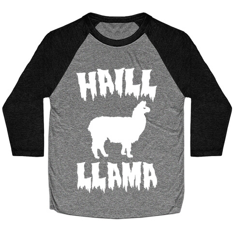 Haill Llama Parody White Print Baseball Tee