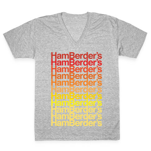 Hamberder's Parody White Print V-Neck Tee Shirt