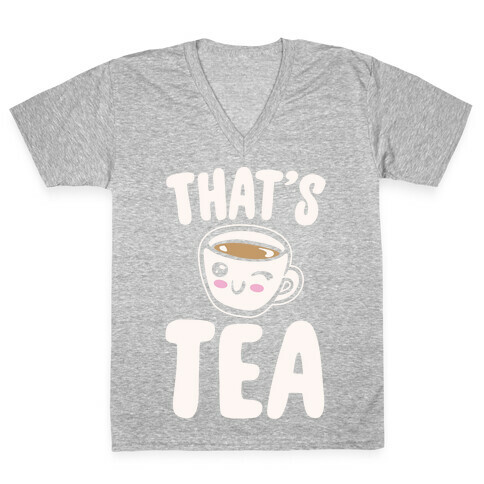 That's Tea White Print V-Neck Tee Shirt