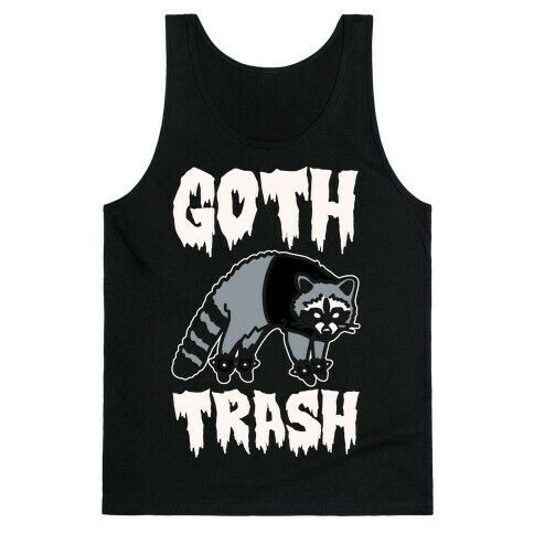 Goth Trash Raccoon White Print Tank Top