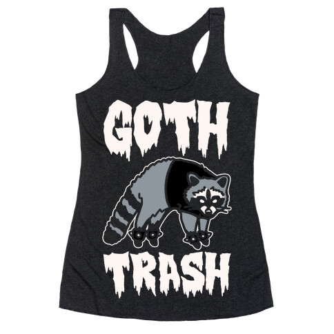 Goth Trash Raccoon White Print Racerback Tank Top