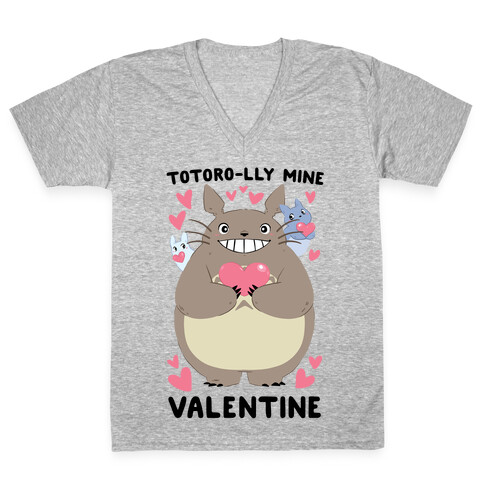 Totoro-lly Mine, Valentine V-Neck Tee Shirt