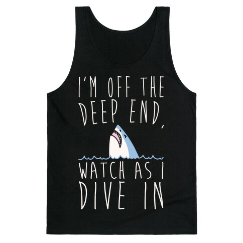 The Shallow Shark Parody White Print Tank Top