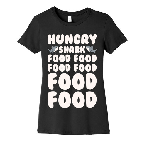Hungry Shark Baby Shark Parody White Print Womens T-Shirt