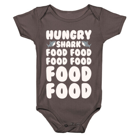 Hungry Shark Baby Shark Parody White Print Baby One-Piece