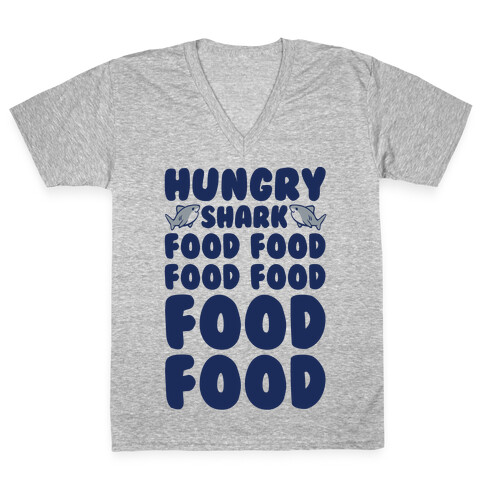 Hungry Shark Baby Shark Parody V-Neck Tee Shirt