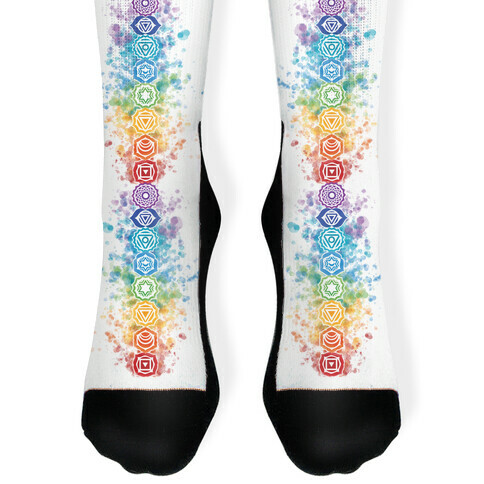 Watercolor Chakra Symbols Sock