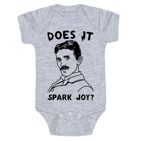 Does It Spark Joy Tesla Parody Baby One-Piece