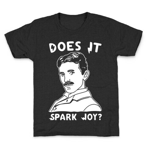 Does It Spark Joy Tesla Parody White Print Kids T-Shirt